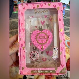 poppy Pink Heart MagSafe-Compatible Phone Case with Pop Socket